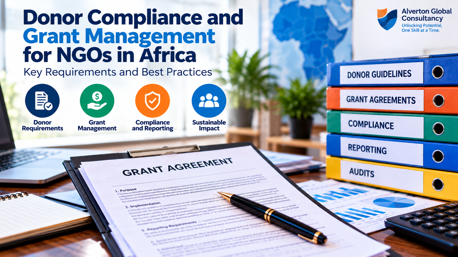 Donor compliance and grant management documentation for NGOs